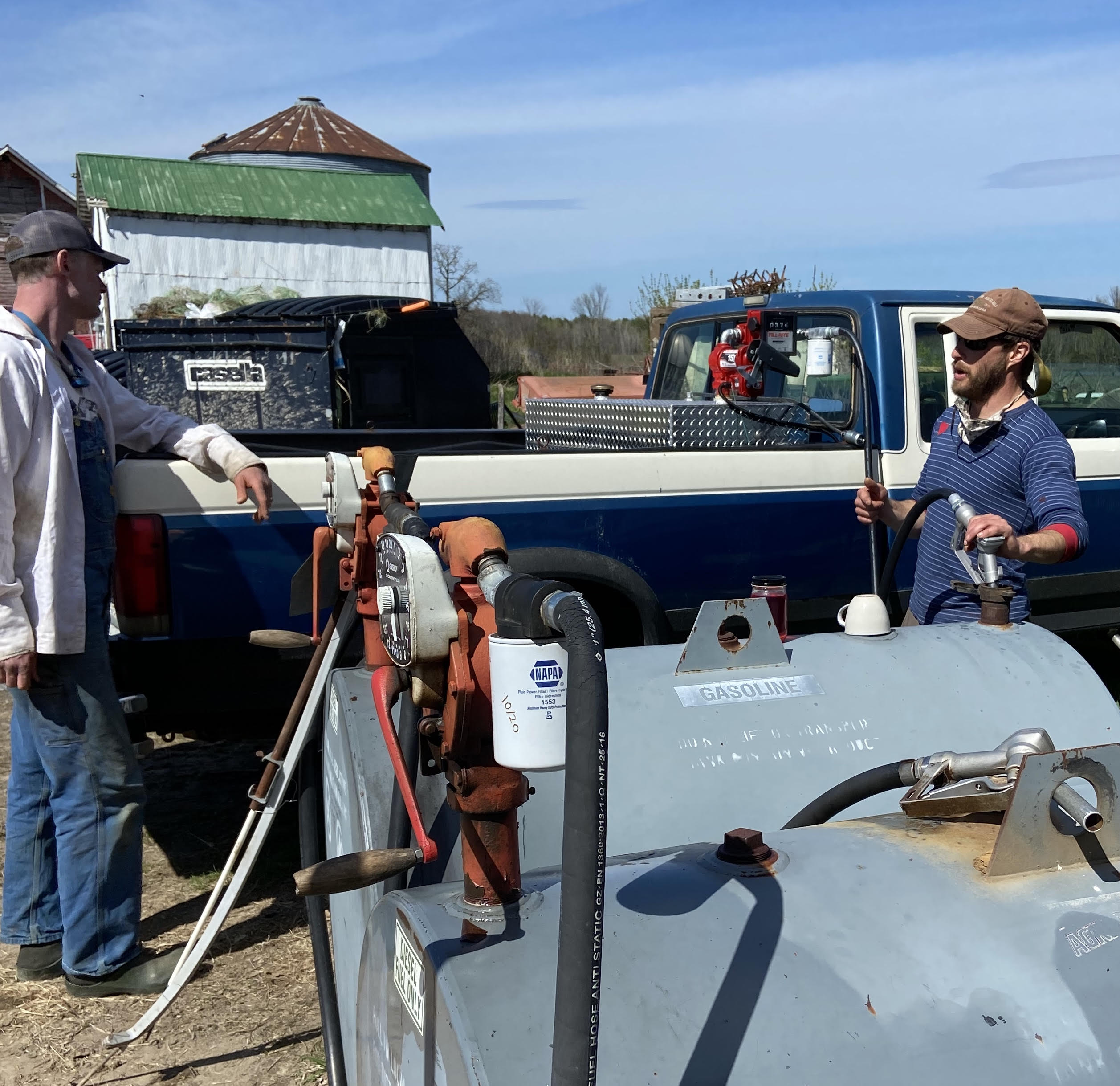 Biodiesel made from rendered animal fat being pumped into a tank